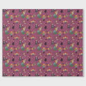 Fun Modern Cartoon Circus Carnival Purple Pattern Cadeaupapier (Vlak)