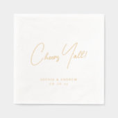 Fun modern cheers y'all script minimalist wedding folie servetten (Voorkant)