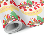 Fun Modern Christmas Holiday Cake Bear  Cadeaupapier (Rol Hoek)