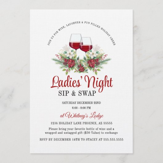 Fun Modern Christmas Sip & Swap Cocktail Party Kaart (Voorkant)