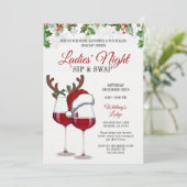 Fun Modern Christmas Sip & Swap Cocktail Party Kaart (Staand voorkant)