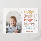 Fun Modern Confetti Happy Joyful Bright Photo Arch Folie Feestdagenkaart (Voorkant)