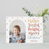 Fun Modern Confetti Happy Joyful Bright Photo Arch Folie Feestdagenkaart (Staand Voorkant)