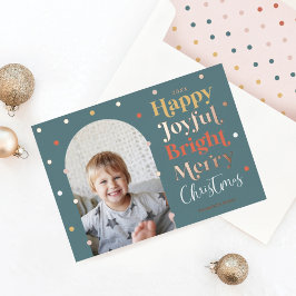 Fun Modern Confetti Happy Joyful Bright Photo Arch Folie Feestdagenkaart