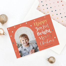 Fun Modern Confetti Happy Joyful Bright Photo Arch Folie Feestdagenkaart