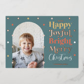 Fun Modern Confetti Happy Joyful Bright Photo Arch Folie Feestdagenkaart (Voorkant)