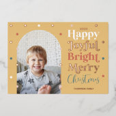 Fun Modern Confetti Happy Joyful Bright Photo Arch Folie Feestdagenkaart (Voorkant)