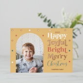 Fun Modern Confetti Happy Joyful Bright Photo Arch Folie Feestdagenkaart (Staand Voorkant)