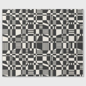 Fun modern, gecheckt zwart-witpapier en crèmepapie cadeaupapier (Vlak)