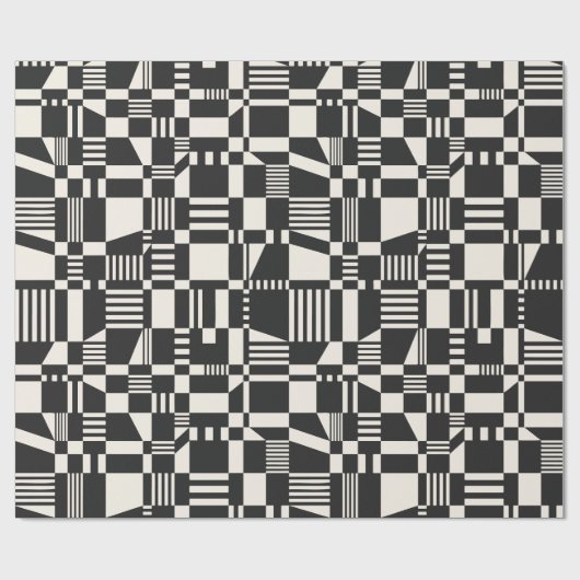 Fun modern, gecheckt zwart-witpapier en crèmepapie cadeaupapier (Vlak)