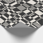 Fun modern, gecheckt zwart-witpapier en crèmepapie cadeaupapier (Hoek)