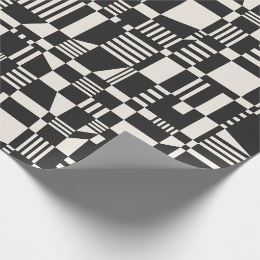 Fun modern, gecheckt zwart-witpapier en crèmepapie cadeaupapier (Hoek)