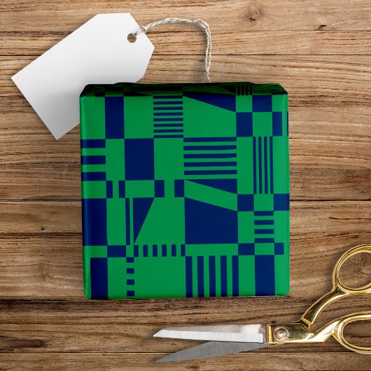 Fun modern Gecontroleerd Blauw- en Groen Verpakkin Cadeaupapier