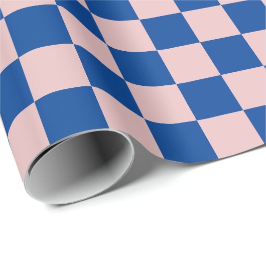 Fun Modern Gecontroleerd Electric Blue + Blush Pin Cadeaupapier (Rol Hoek)