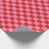 Fun Modern Gecontroleerd Rood + Hete Roze Cadeaupapier (Hoek)