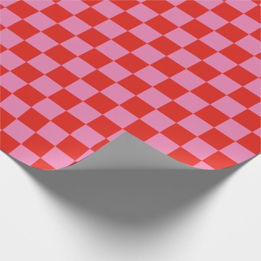 Fun Modern Gecontroleerd Rood + Hete Roze Cadeaupapier (Hoek)