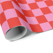 Fun Modern Gecontroleerd Rood + Hete Roze Cadeaupapier (Rol Hoek)