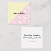 Fun Modern Geel Roze met Waterverf Stippen Vierkante Visitekaartje (Voorkant / Achterkant)