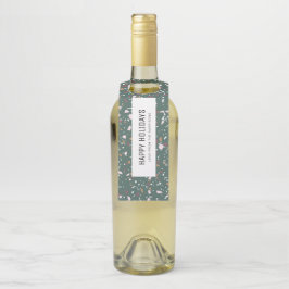 Fun Modern Green Terrazzo Prettige feestdagen Flessenhanger