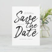 Fun Modern Handgeschreven Weddenschap Save the Dat Kaart (Staand voorkant)