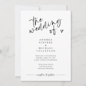 Fun Modern Handwriting Black & White Wedding Kaart (Voorkant)