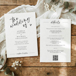 Fun Modern Handwriting Black & White Wedding Kaart