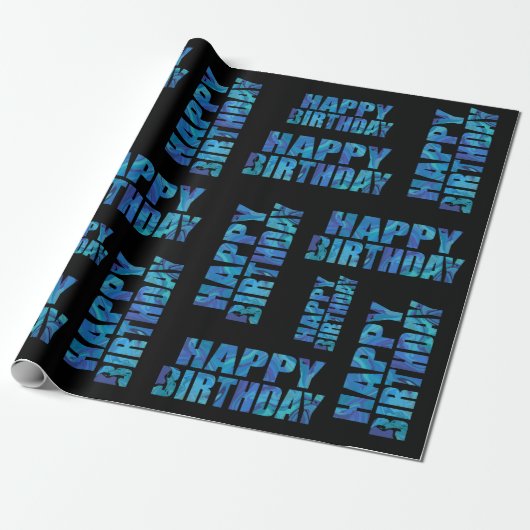 Fun Modern Happy Birthday Cadeaupapier (Uitgerold)