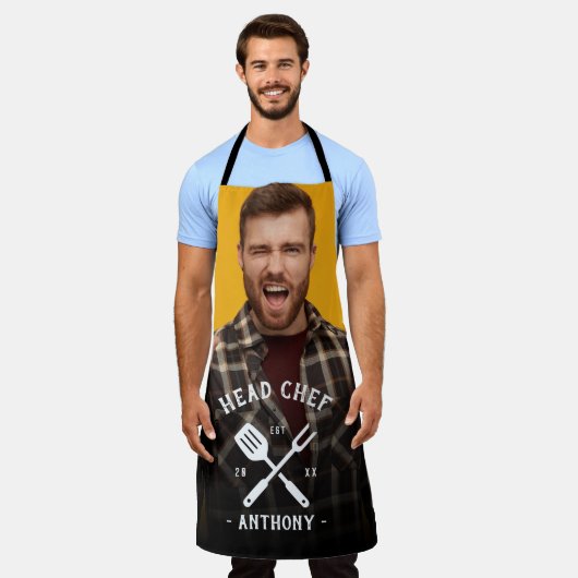 Fun Modern Head Chef Cool Name Foto Mannen Schort (Gedragen)