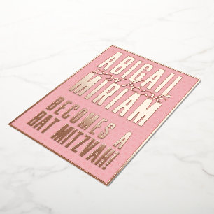 Fun Modern Hebrew Bat Mitzvah Uitnodiging