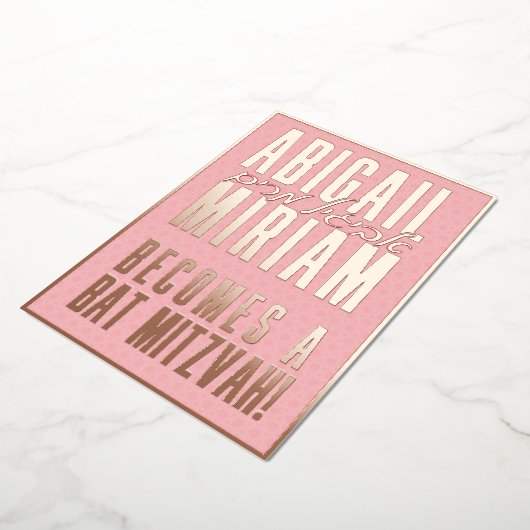 Fun Modern Hebrew Bat Mitzvah Uitnodiging (Gedraaid)