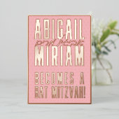 Fun Modern Hebrew Bat Mitzvah Uitnodiging (Staand Voorkant)