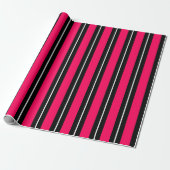 Fun & Modern Hot Pink, Black & White Stripes Cadeaupapier