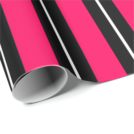 Fun & Modern Hot Pink, Black & White Stripes Cadeaupapier