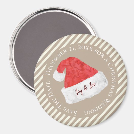 Fun Modern kerstbruiloft met Red Santa Hat Magneet (Voorkant / Achterkant)