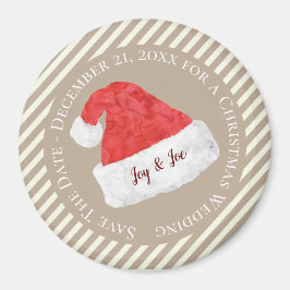 Fun Modern kerstbruiloft met Red Santa Hat Magneet