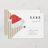 Fun Modern kerstbruiloft met Red Santa Hat RSVP Kaartje (Voorkant / Achterkant)