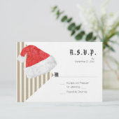 Fun Modern kerstbruiloft met Red Santa Hat RSVP Kaartje (Staand voorkant)