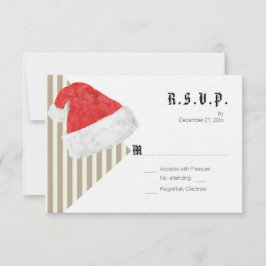 Fun Modern kerstbruiloft met Red Santa Hat RSVP Kaartje