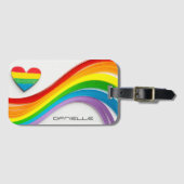 Fun Modern LGBT Pride Rainbow Persoonlijke naam Bagagelabel (Voorkant (horizontaal))