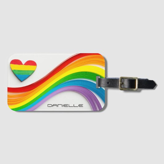 Fun Modern LGBT Pride Rainbow Persoonlijke naam Bagagelabel (Voorkant (horizontaal))