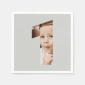 Fun Modern Minimal Foto 1 jaar eerste verjaardag Servet (Voorkant)