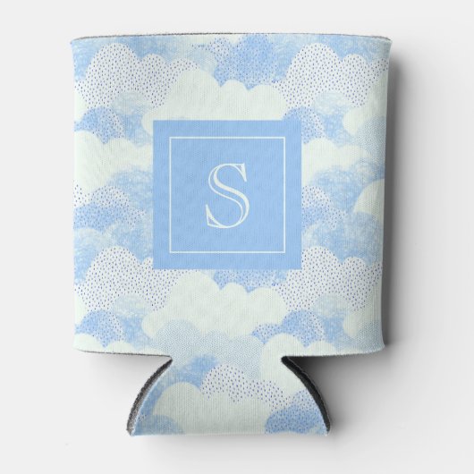 Fun Modern Rain Cloud Pattern Monogram Blikjeskoeler (Voorkant)