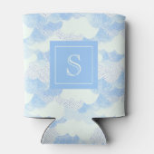 Fun Modern Rain Cloud Pattern Monogram Blikjeskoeler (Achterkant)