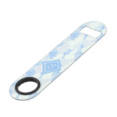 Fun Modern Rain Cloud Pattern Monogram Speed Flessenopener (Achterkant Gekanteld)