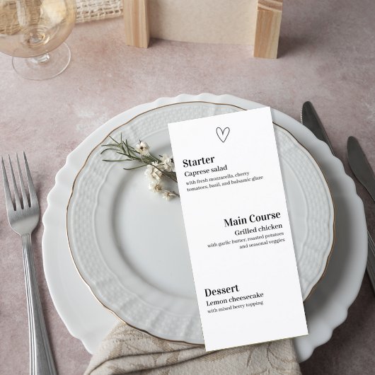 Fun Modern Reception Menu