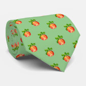 Fun Modern Red Apple Fruit Pattern Green Stropdas (Opgerold)