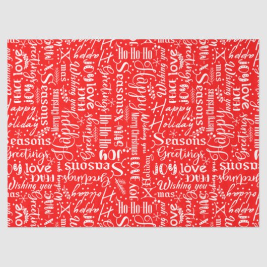 Fun Modern Red Merry Christmas Script Decoupage Tissuepapier (Voorkant)
