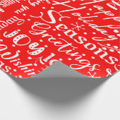 Fun Modern Red & White Christmas Script Cadeaupapier (Hoek)