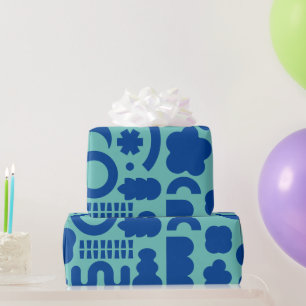 Fun Modern Shapes Colorful Aqua Blue Cadeaupapier