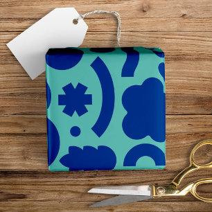 Fun Modern Shapes Colorful Aqua Blue Cadeaupapier